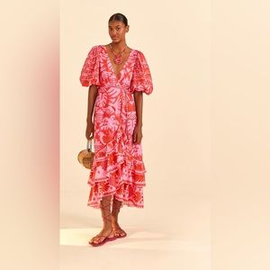 Farm rio Red Jungle scarf wrap dress